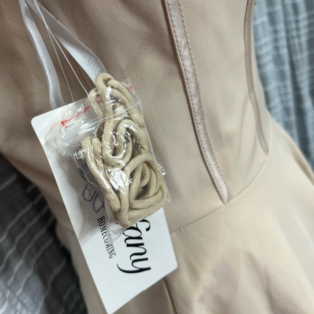 Tiffany Designs Blush/ Gunmetal Mini Dress - Picture 8 of 8